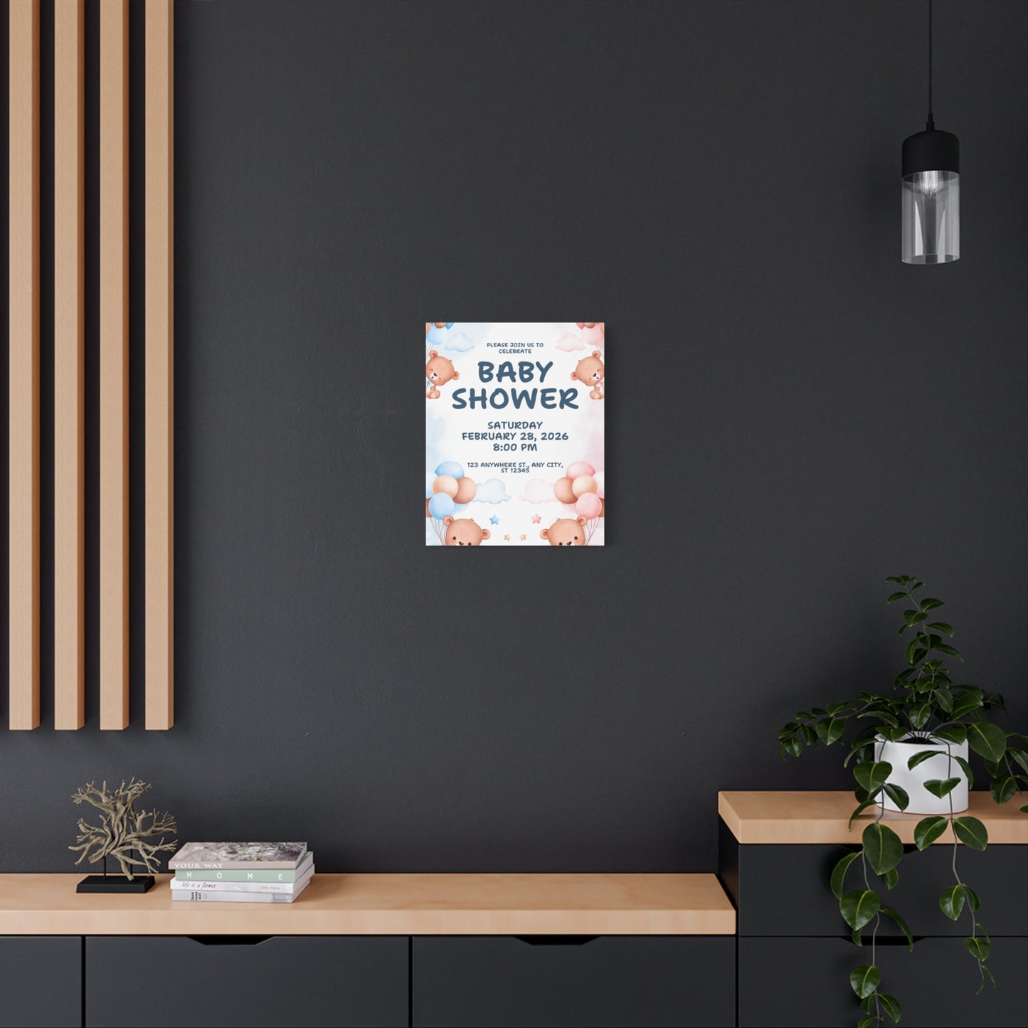 Baby Shower Canvas Print - Cute Bear Design for Celebrations