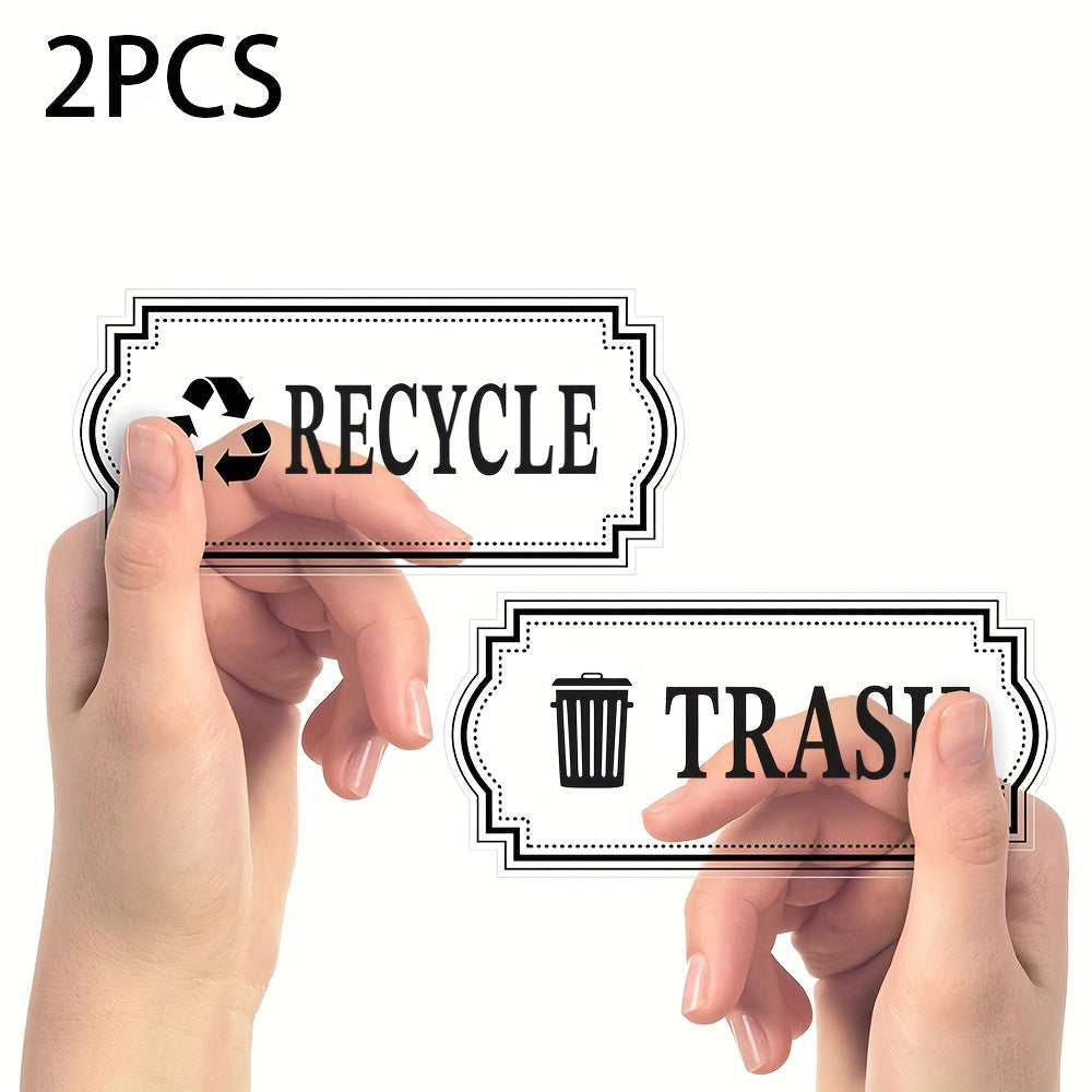 2pcs Recycling & Trash Decal Stickers – Elegant Brushed Silvery Vinyl Decals for Waste Management