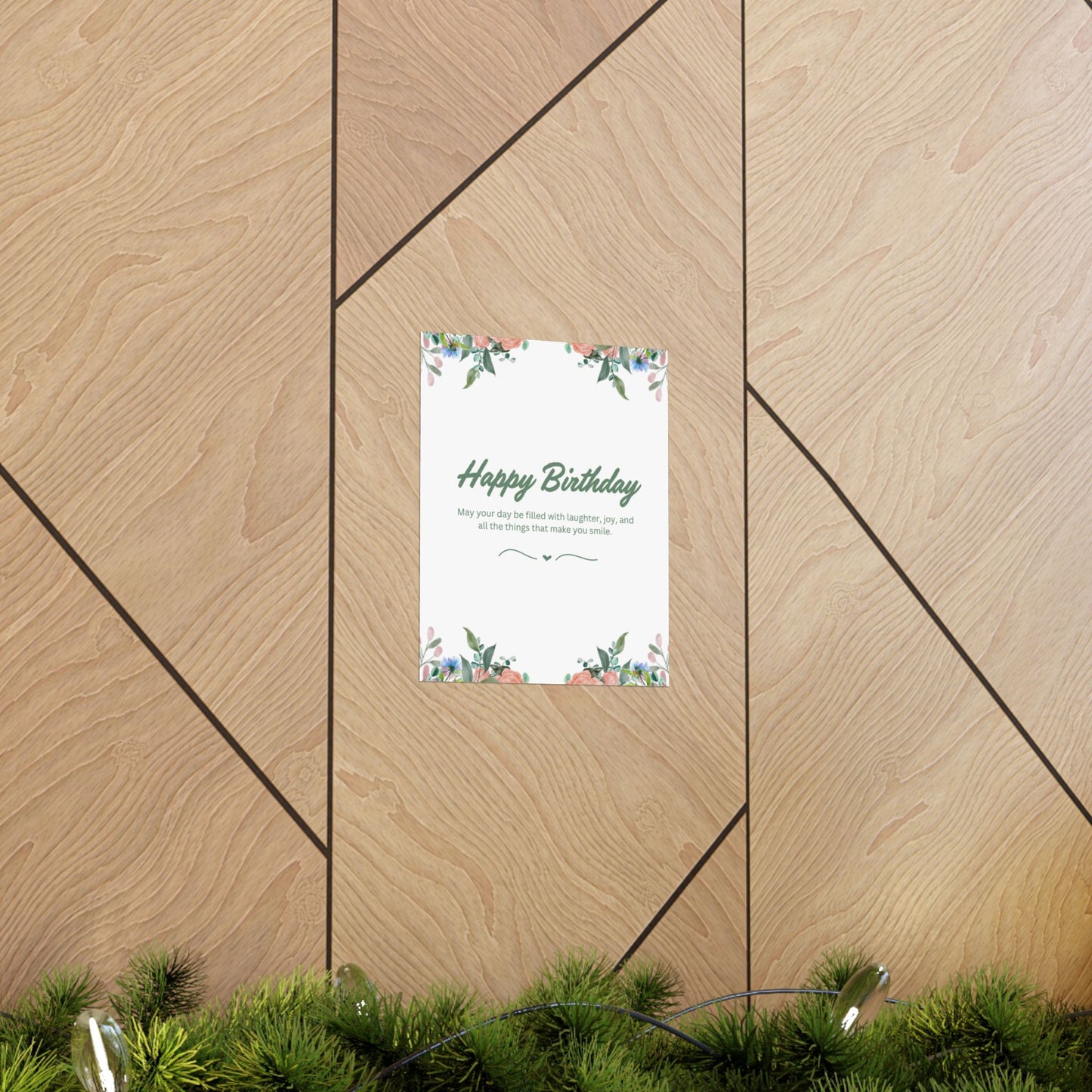 Happy Birthday Vertical Poster - Floral Design, Matte Finish, Perfect for Celebrations
