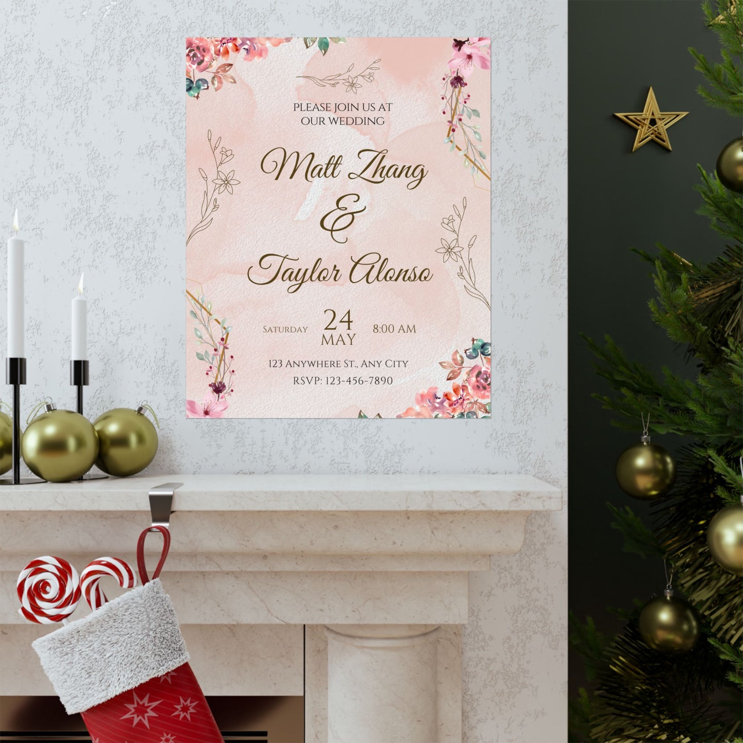 Elegant Wedding Invitation Posters - Personalized Floral Design