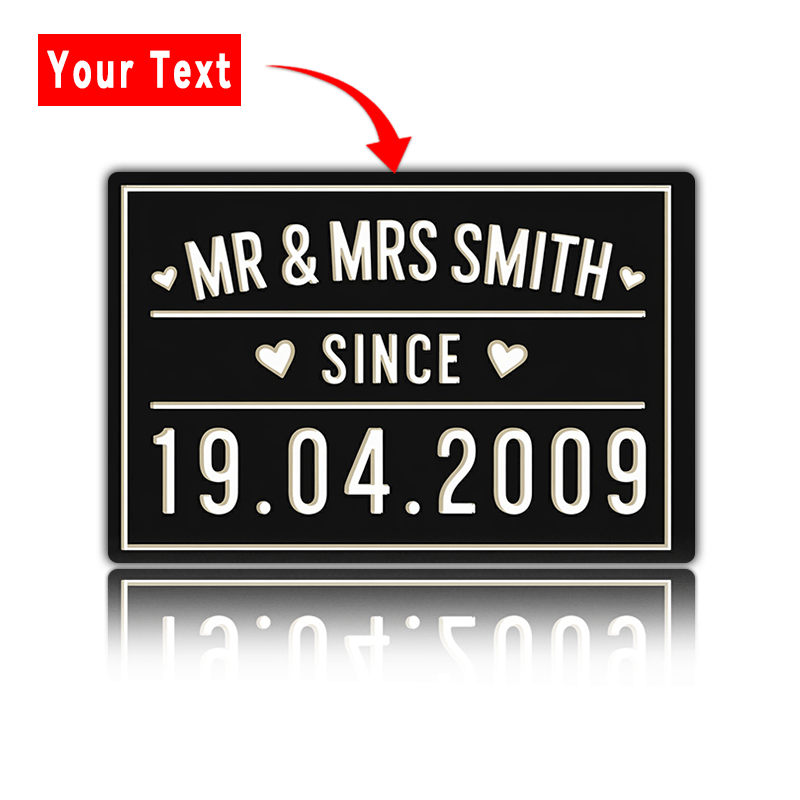 Personalised Aluminium Sign – Custom Mr & Mrs Anniversary Plaque