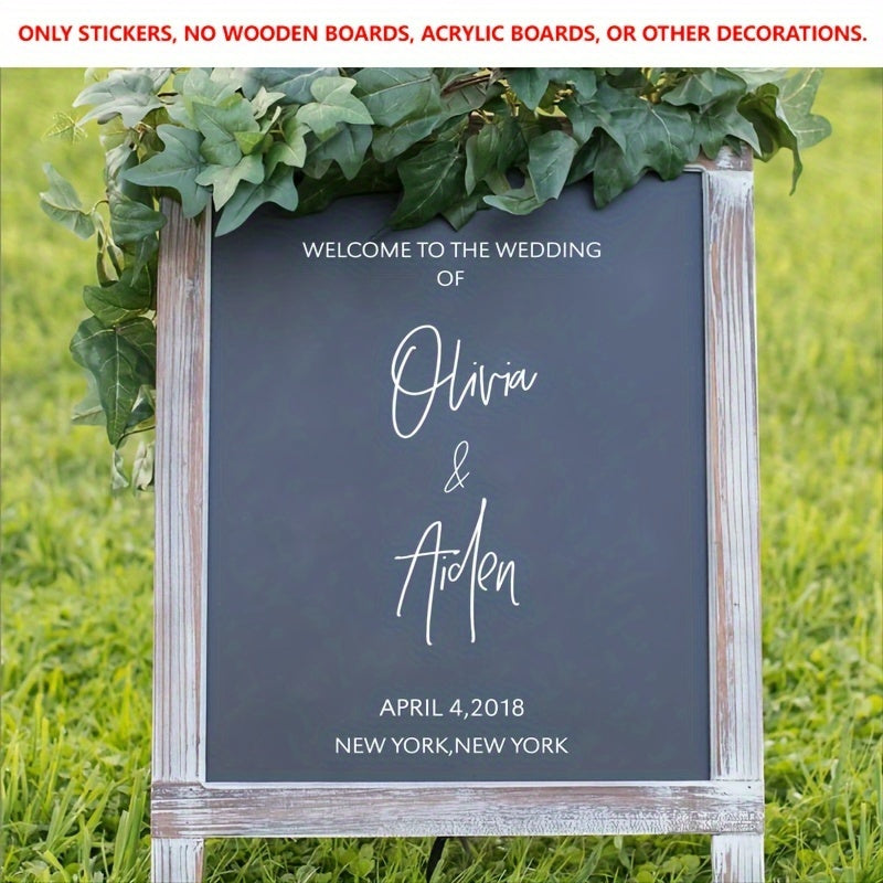Welcome to the Wedding of Custom & Custom" Personalized Vinyl Welcome Sign Decal