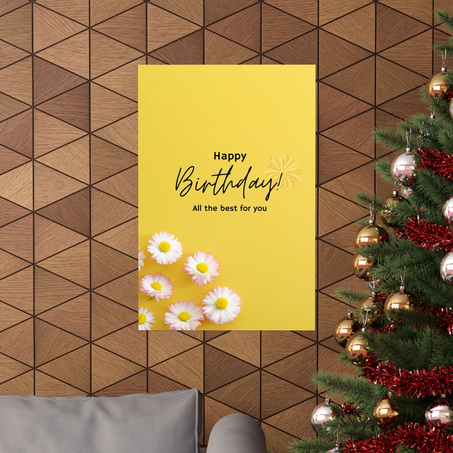 Happy Birthday Matte Poster - Bright Floral Design