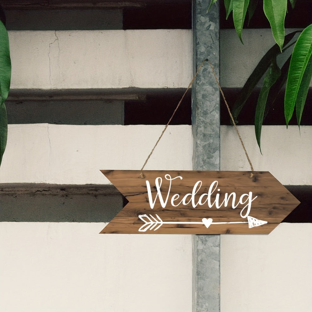 Wedding Arrow Wooden Plate – Welcome Guide Board for Wedding Scene, Sweet Love Hanging Sign