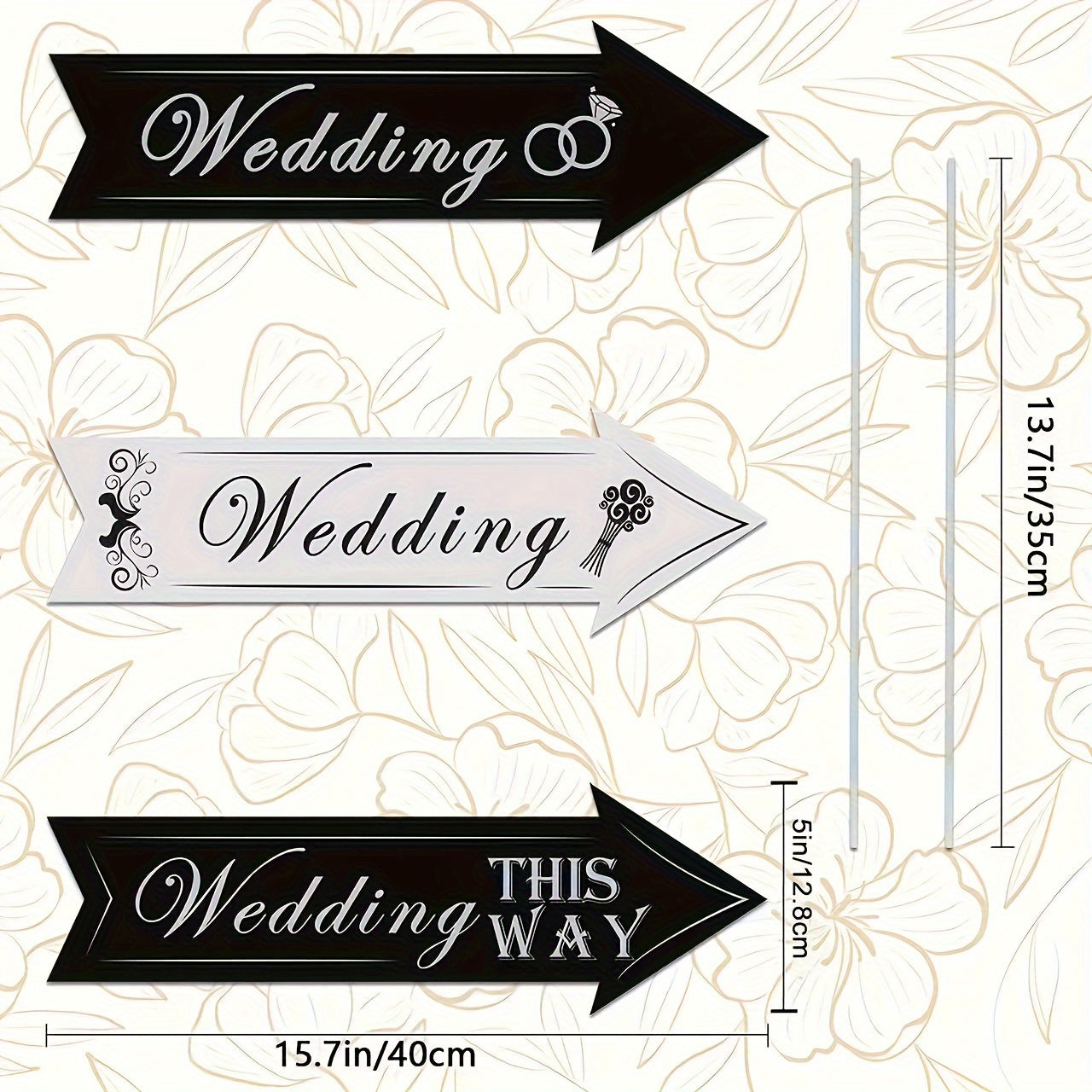6pcs Wedding Directional Courtyard Signs with Stakes