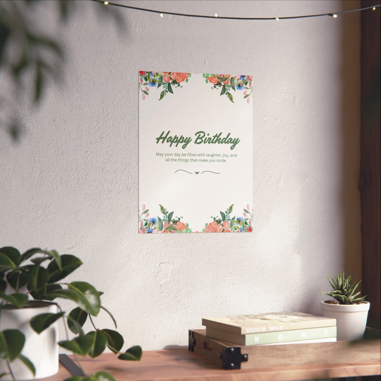 Happy Birthday Vertical Poster - Floral Design, Matte Finish, Perfect for Celebrations