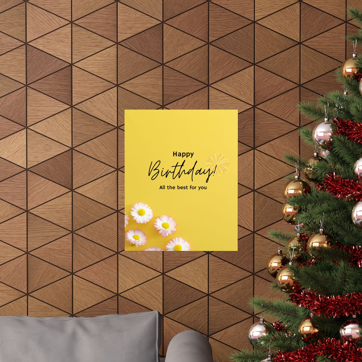 Happy Birthday Matte Poster - Bright Floral Design