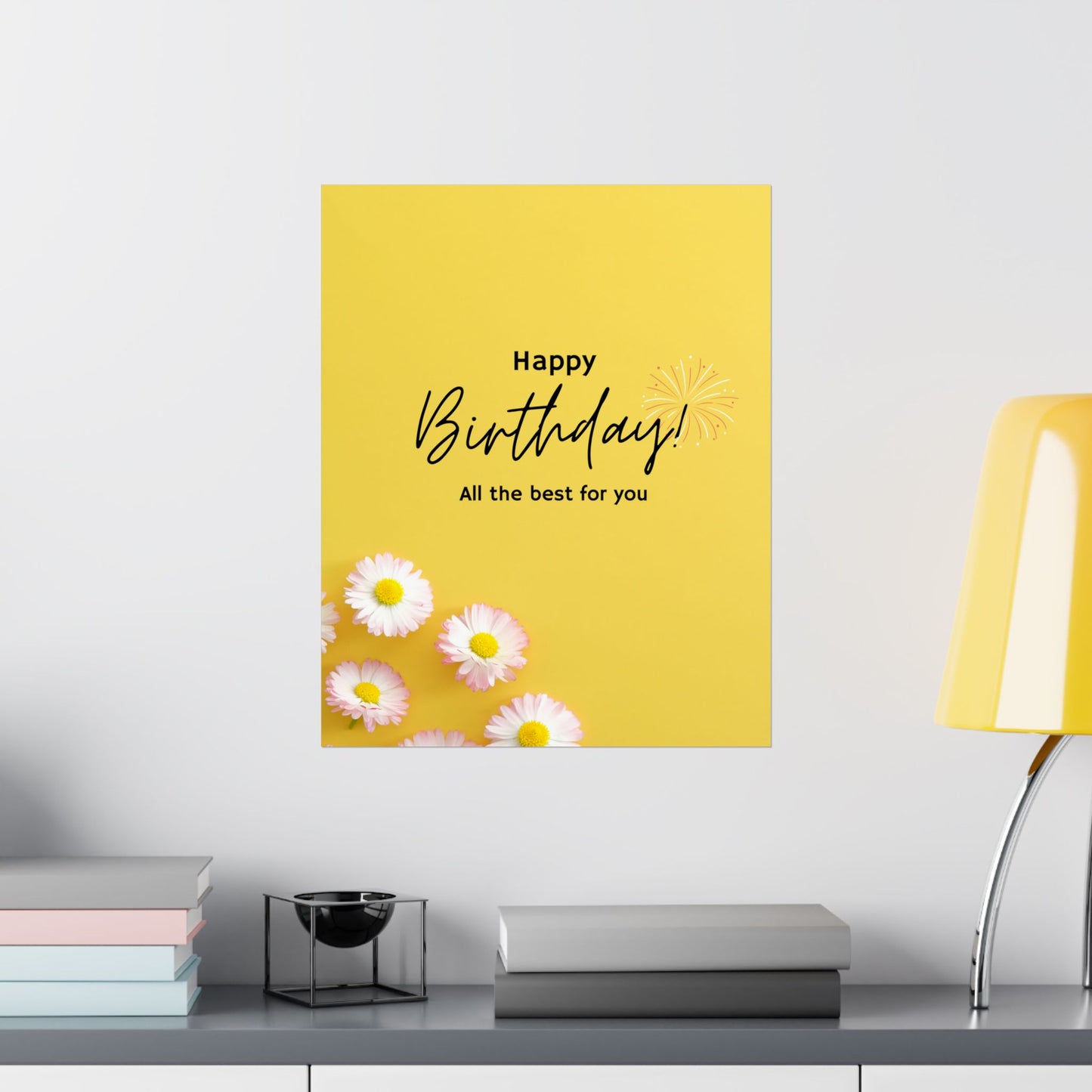 Happy Birthday Matte Poster - Bright Floral Design