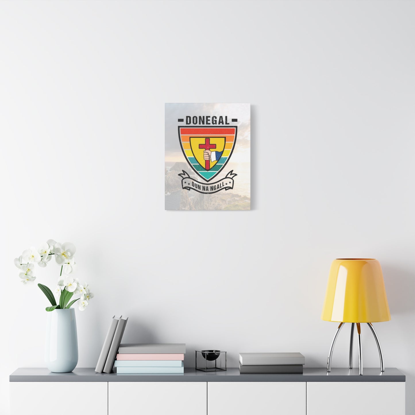 Donegal County Crest Canvas Wall Art – Stretched Matte Print with Vibrant Design.
