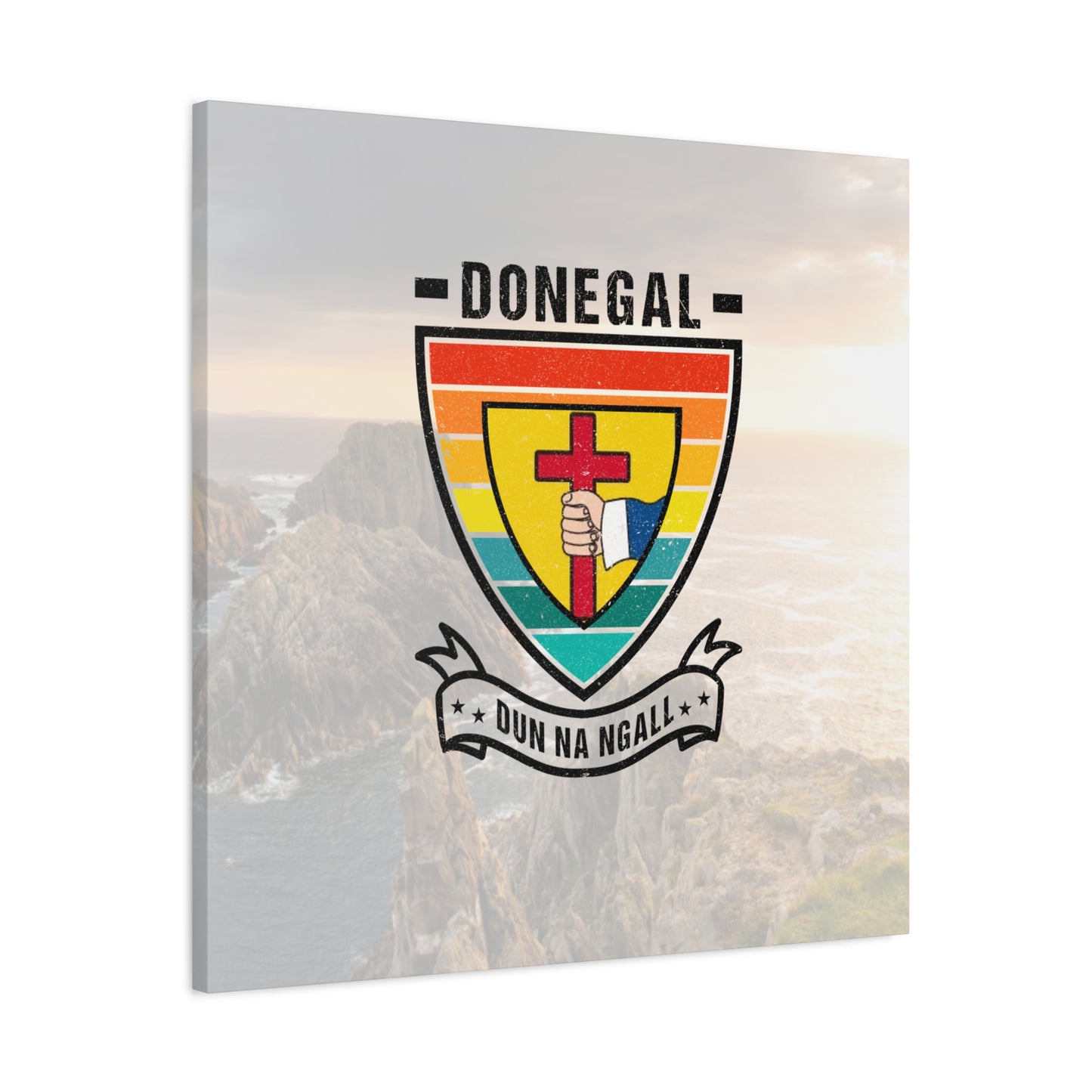 Donegal County Crest Canvas Wall Art – Stretched Matte Print with Vibrant Design.