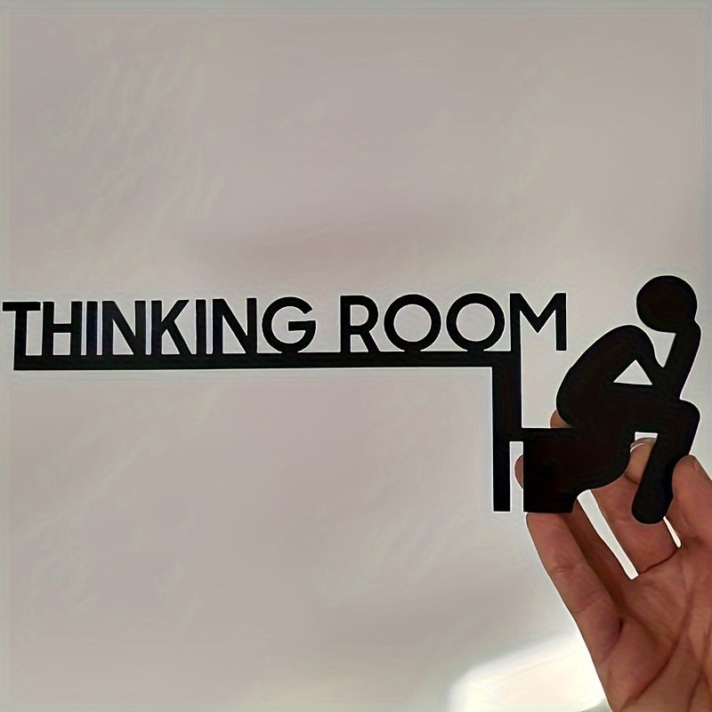 "Add a Touch of Fun: Charming Black Wooden Bathroom Door Frame Decor"