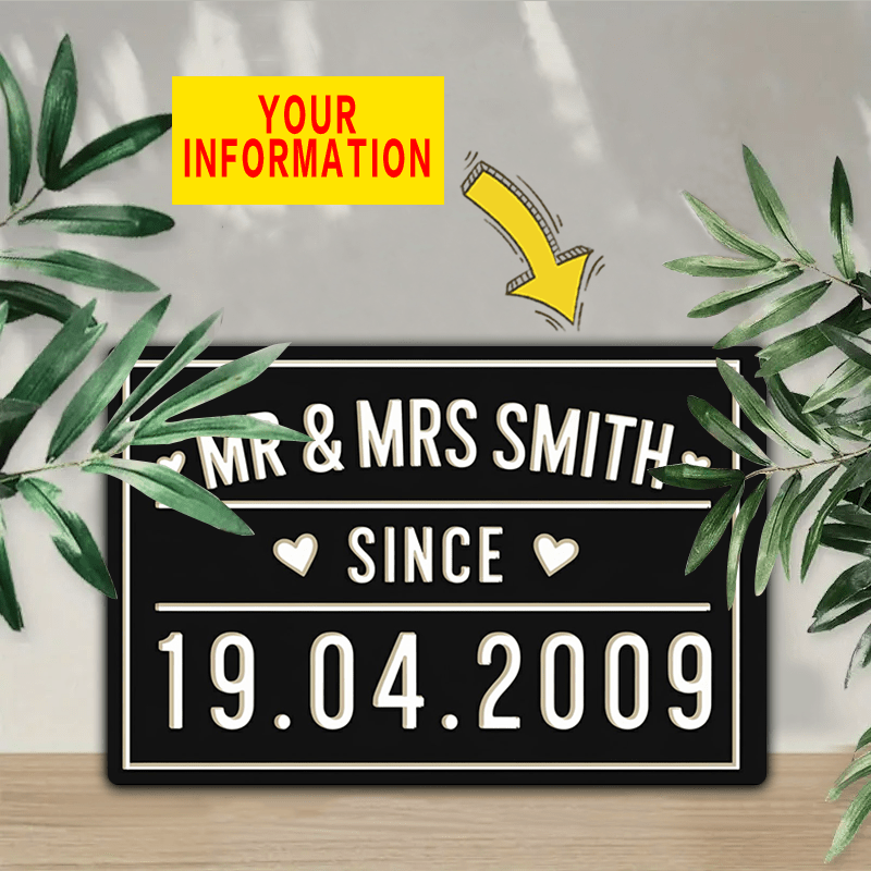 Personalised Aluminium Sign – Custom Mr & Mrs Anniversary Plaque