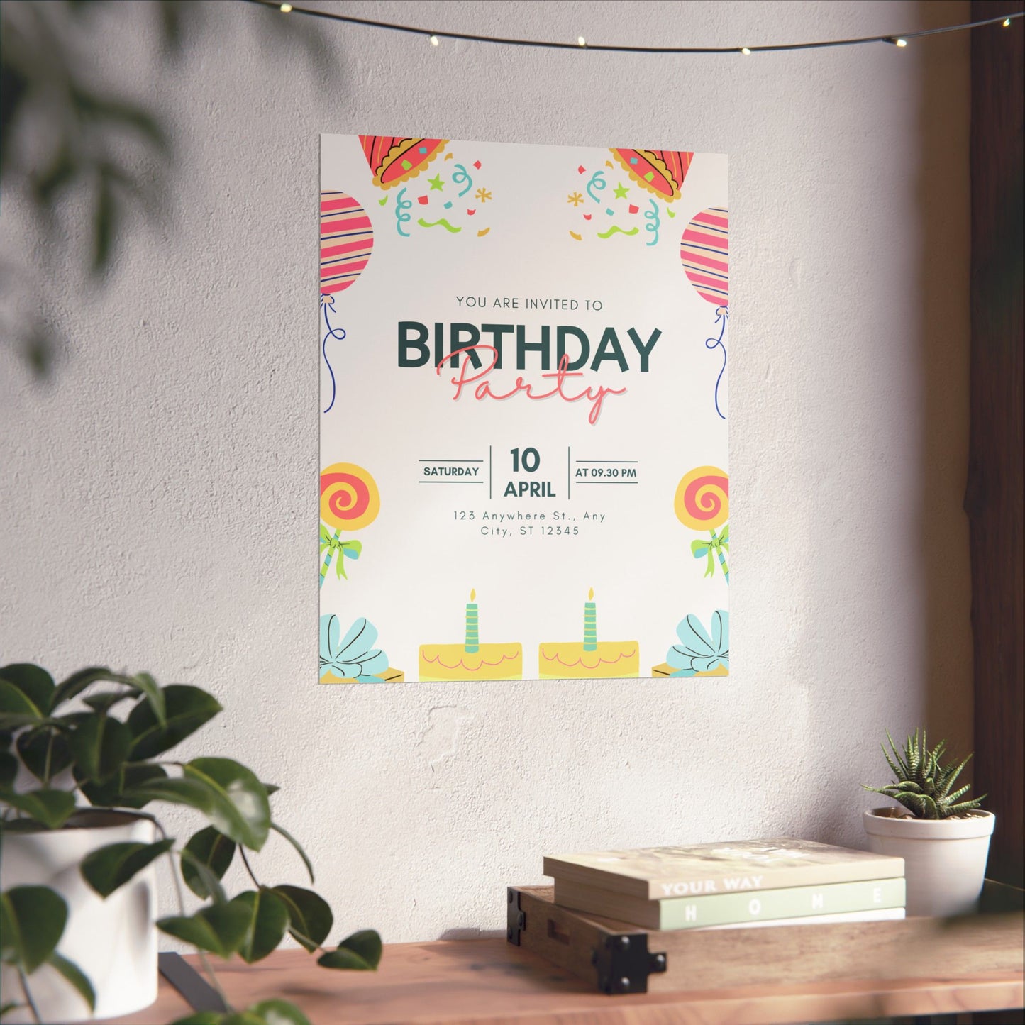 Birthday Party Matte Vertical Poster - Colorful Celebration Decor
