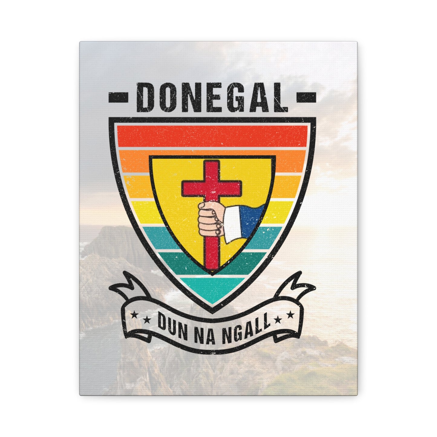 Donegal County Crest Canvas Wall Art – Stretched Matte Print with Vibrant Design.