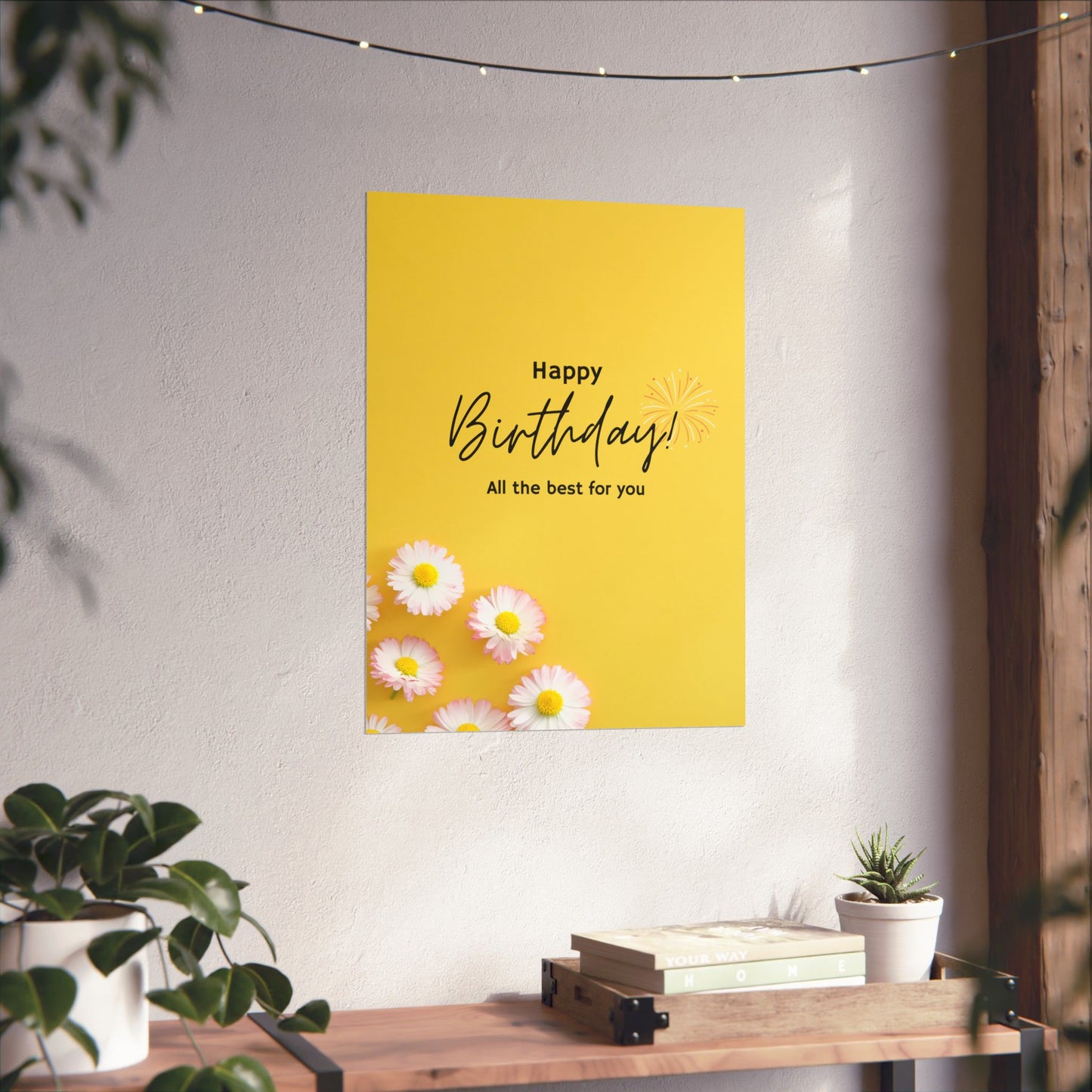 Happy Birthday Matte Poster - Bright Floral Design