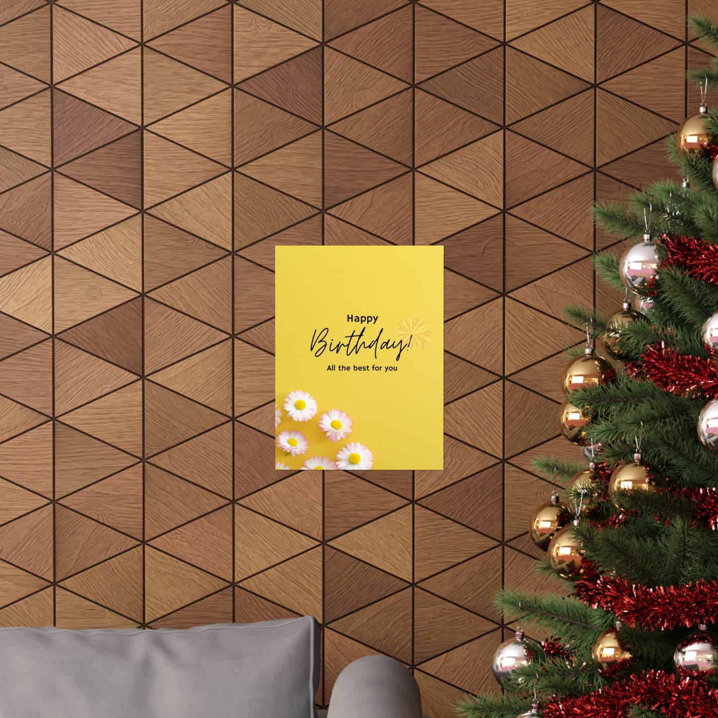 Happy Birthday Matte Poster - Bright Floral Design
