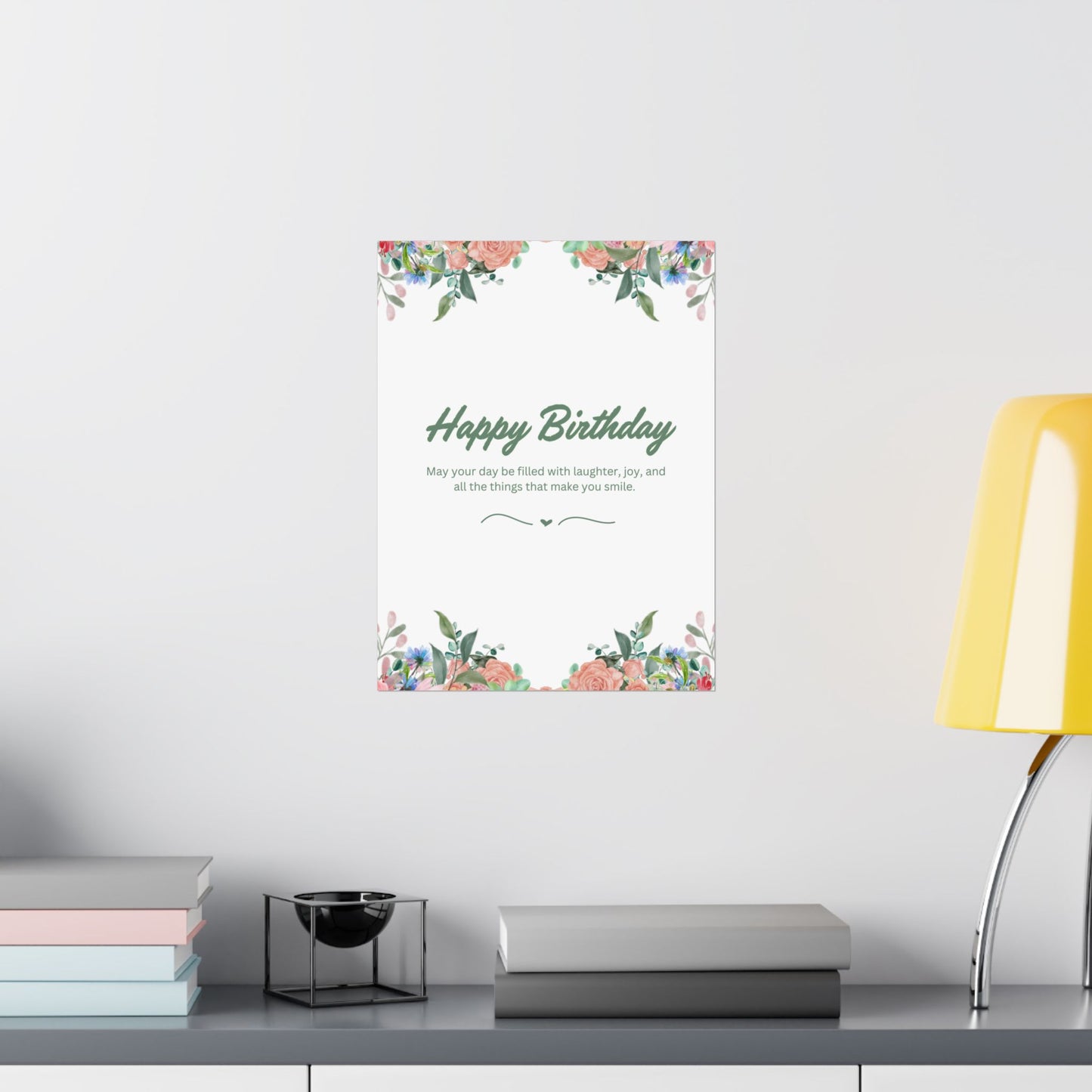 Happy Birthday Vertical Poster - Floral Design, Matte Finish, Perfect for Celebrations