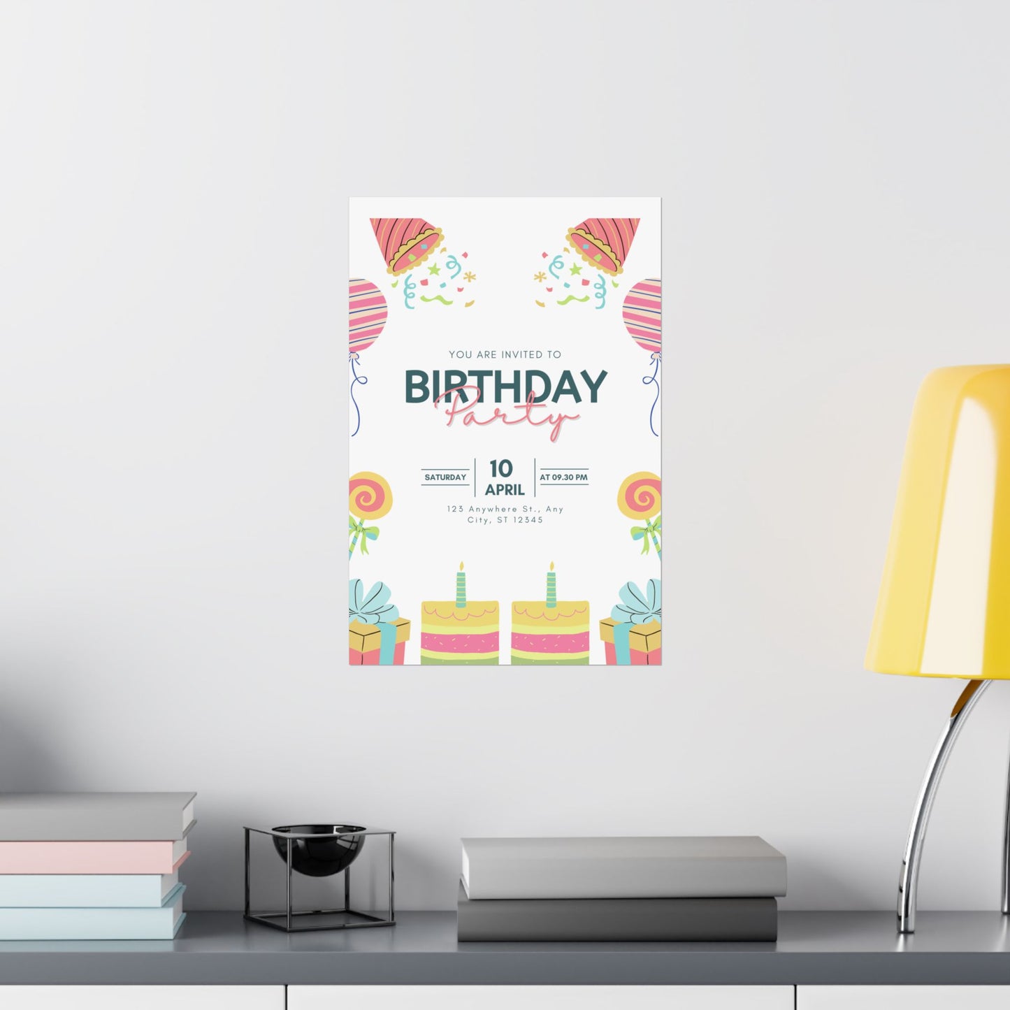 Birthday Party Matte Vertical Poster - Colorful Celebration Decor