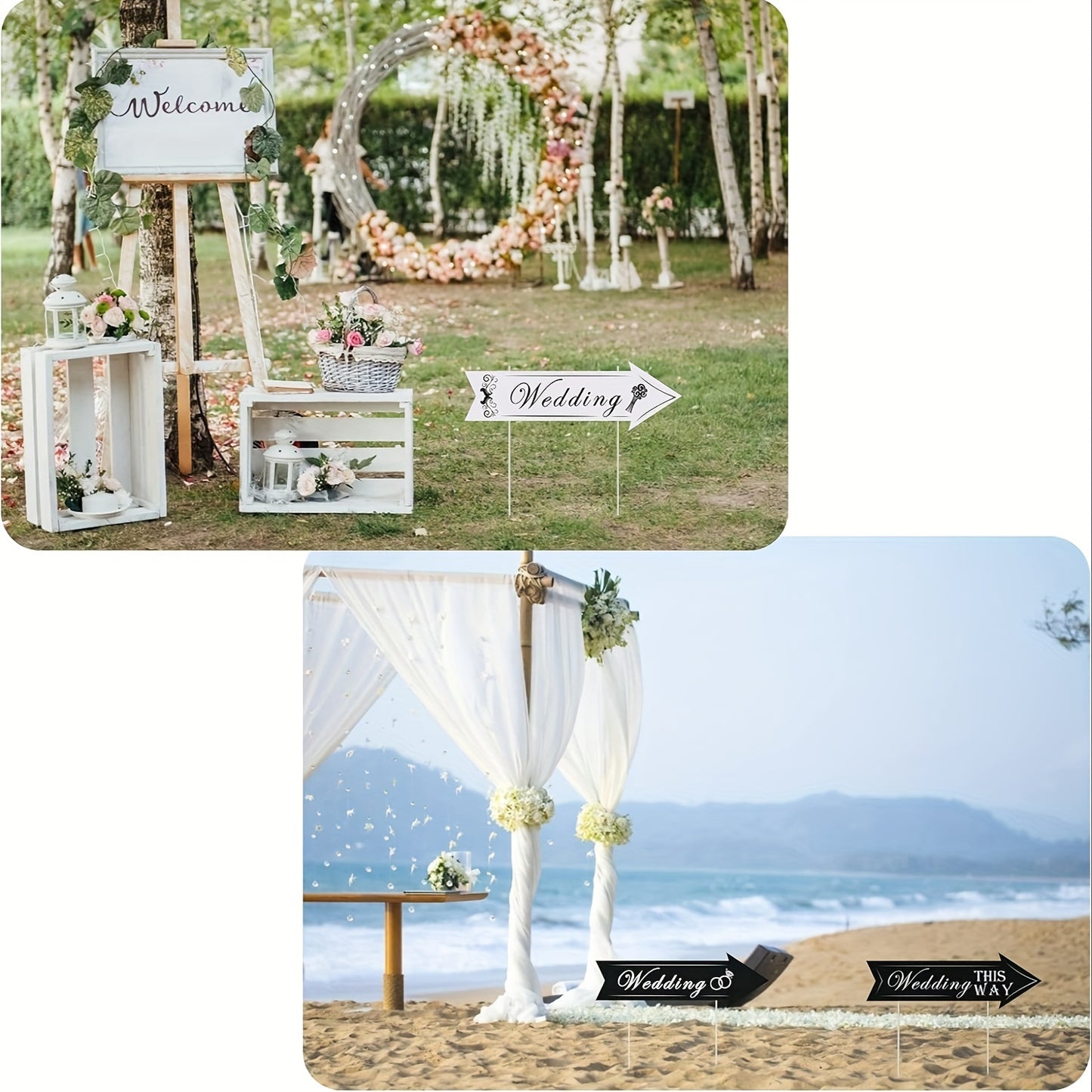 6pcs Wedding Directional Courtyard Signs with Stakes