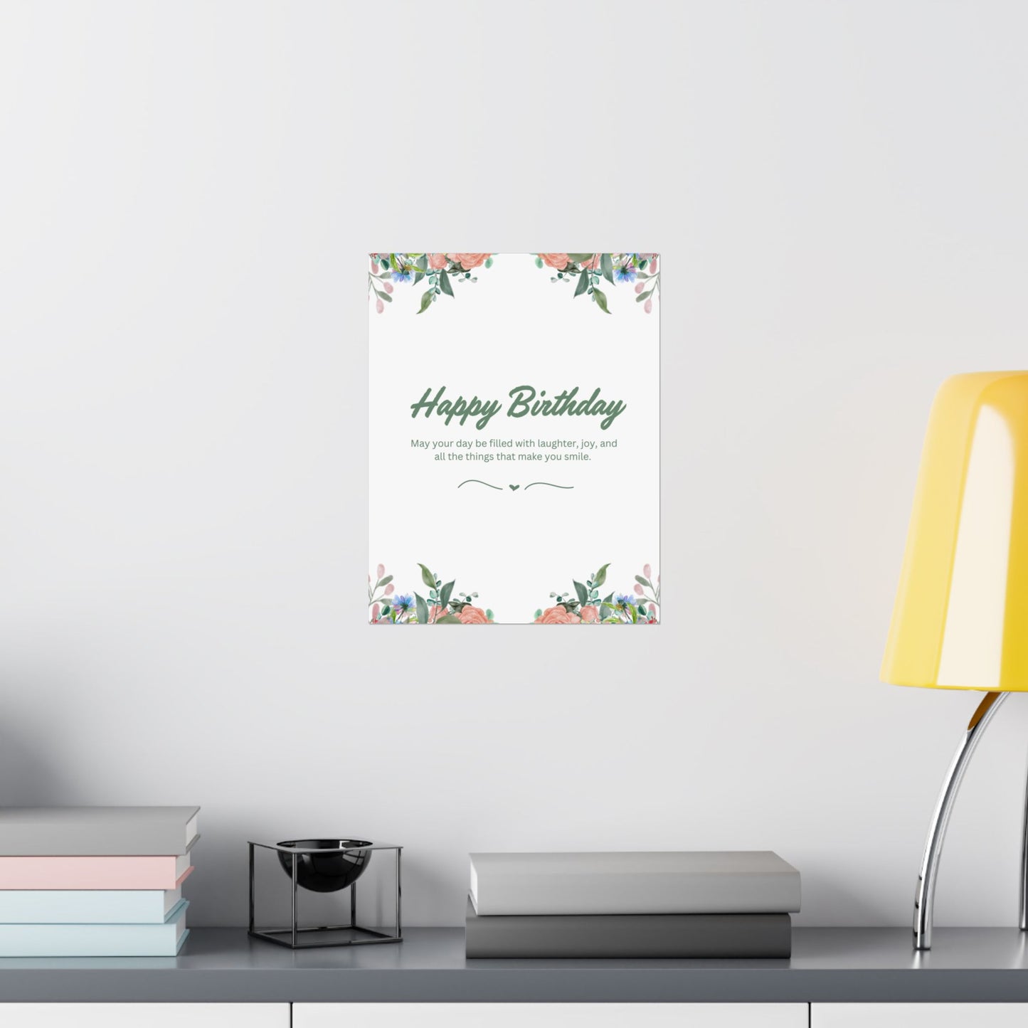 Happy Birthday Vertical Poster - Floral Design, Matte Finish, Perfect for Celebrations