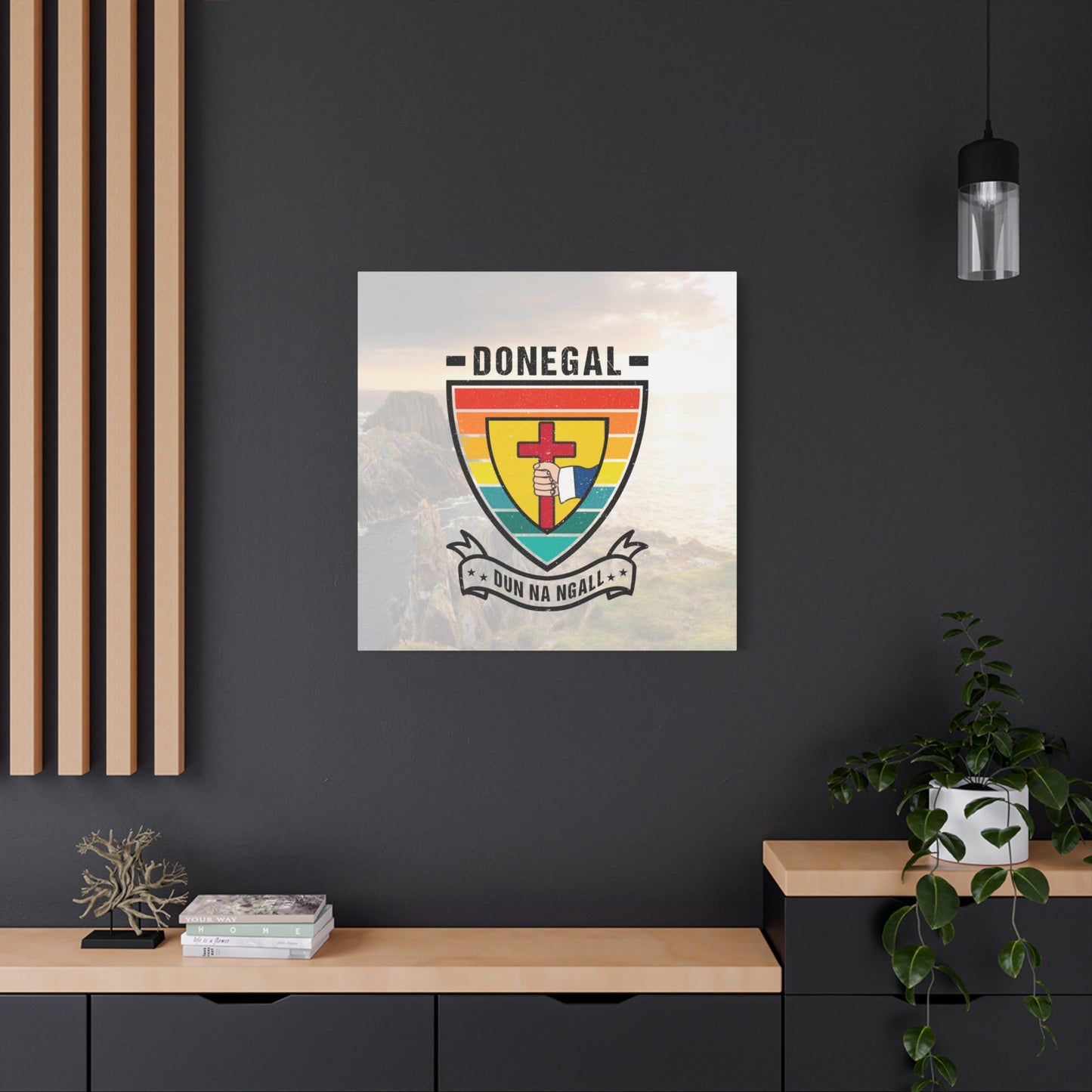 Donegal County Crest Canvas Wall Art – Stretched Matte Print with Vibrant Design.