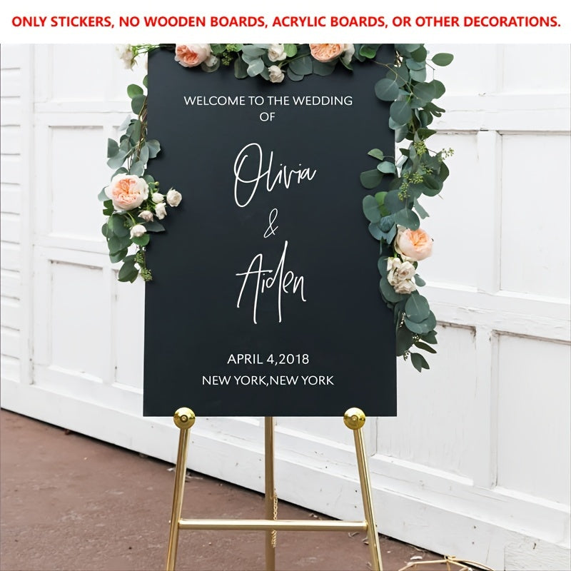 Welcome to the Wedding of Custom & Custom" Personalized Vinyl Welcome Sign Decal