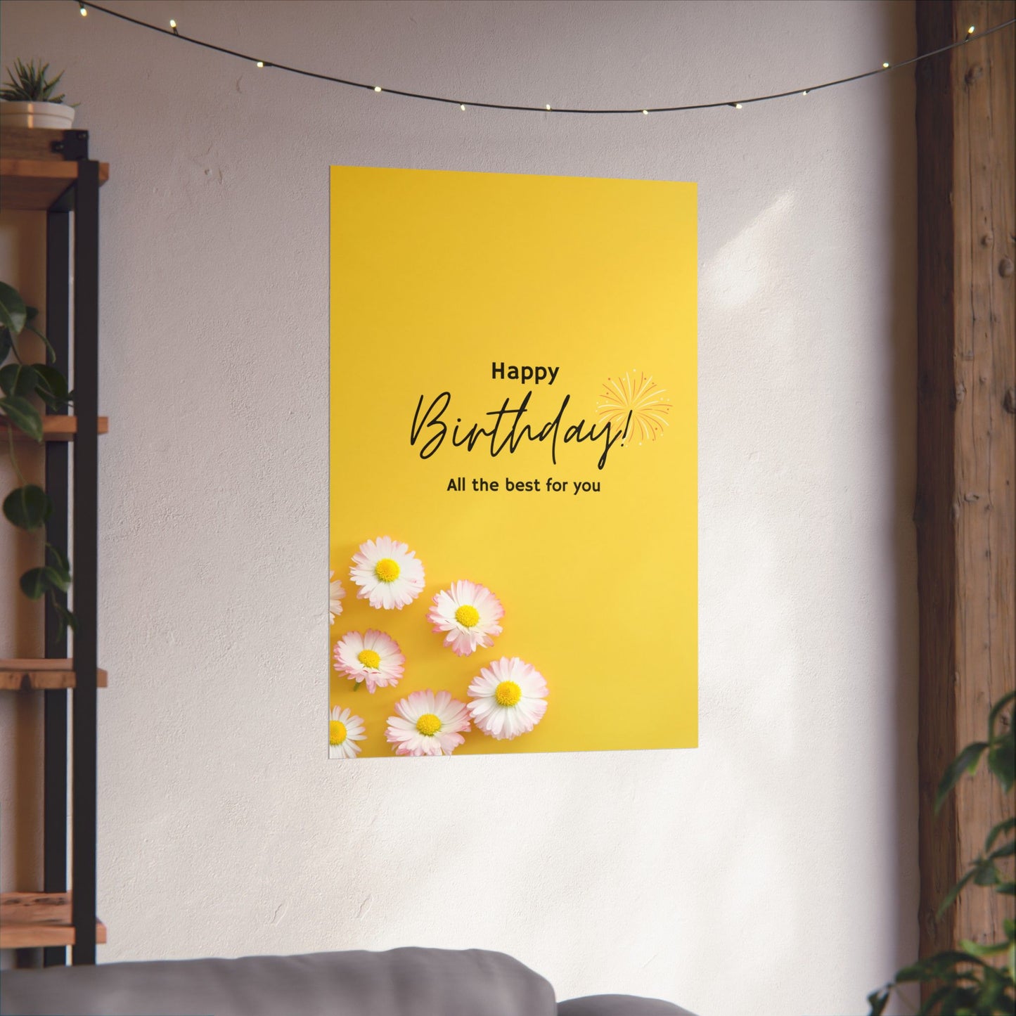 Happy Birthday Matte Poster - Bright Floral Design