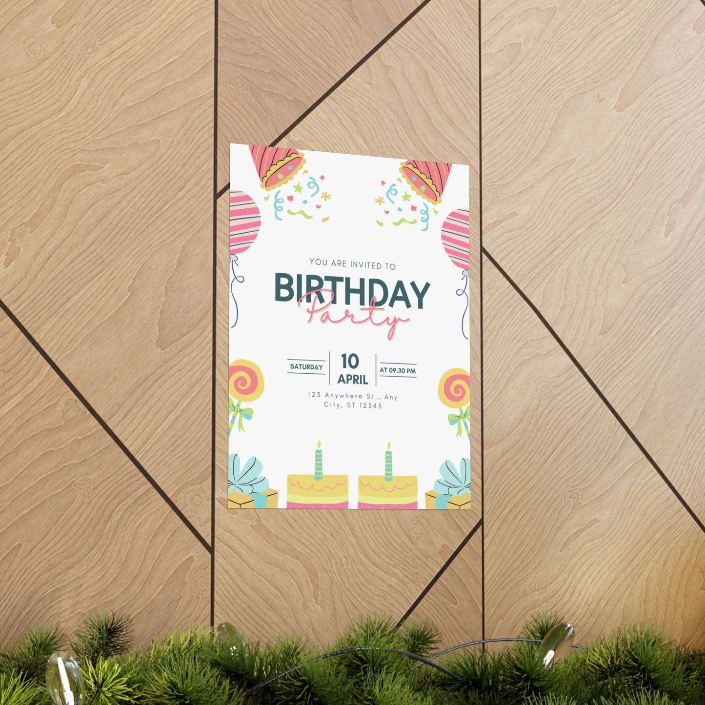 Birthday Party Matte Vertical Poster - Colorful Celebration Decor