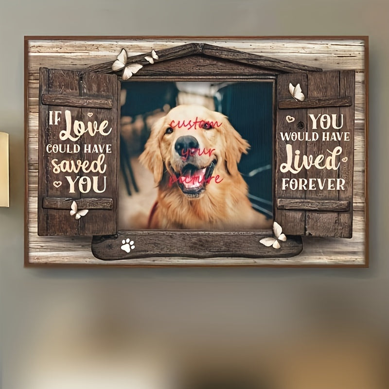 Custom Pet Memorial Poster - Personalised Wooden Framed Dog & Cat Photo Art,