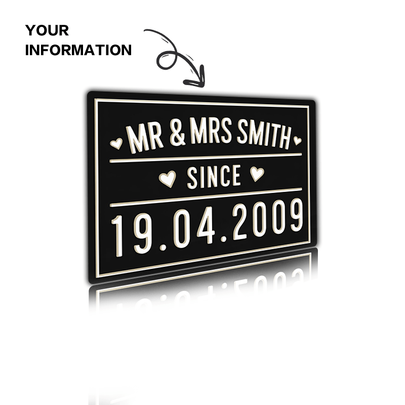 Personalised Aluminium Sign – Custom Mr & Mrs Anniversary Plaque