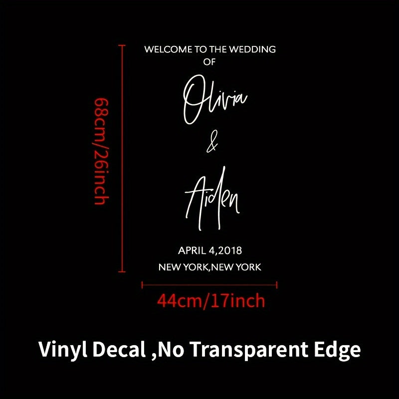 Welcome to the Wedding of Custom & Custom" Personalized Vinyl Welcome Sign Decal