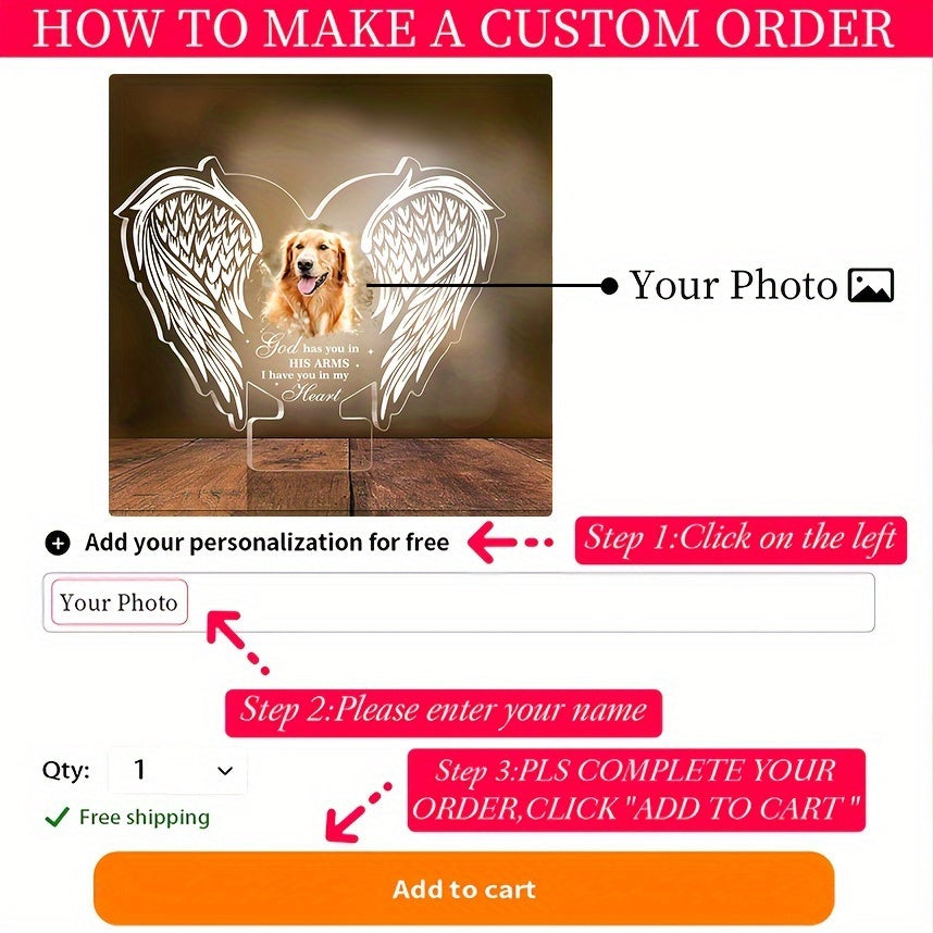 Custom Pet Memorial Angel Wings - Personalised