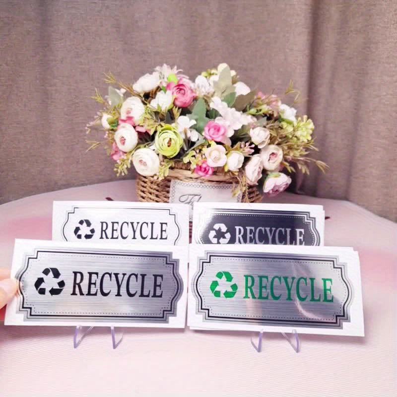 2pcs Recycling & Trash Decal Stickers – Elegant Brushed Silvery Vinyl Decals for Waste Management