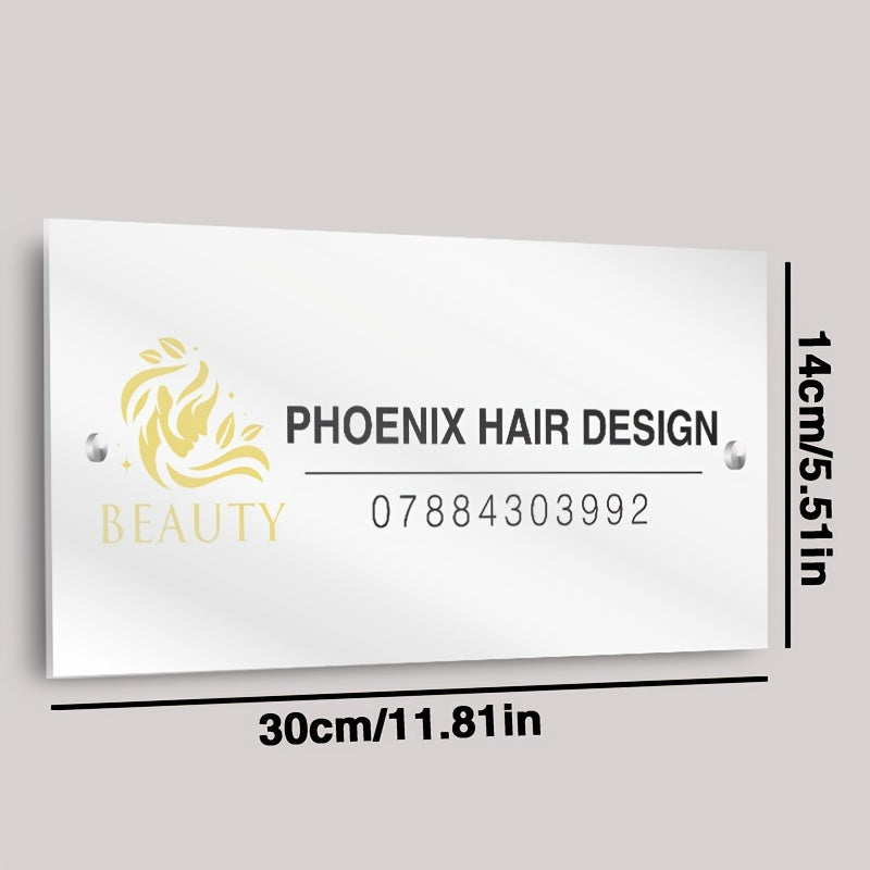 Custom Acrylic Door Sign with Logo & Text – Ideal for Hair Salons, Interior Designers & Professional Offices