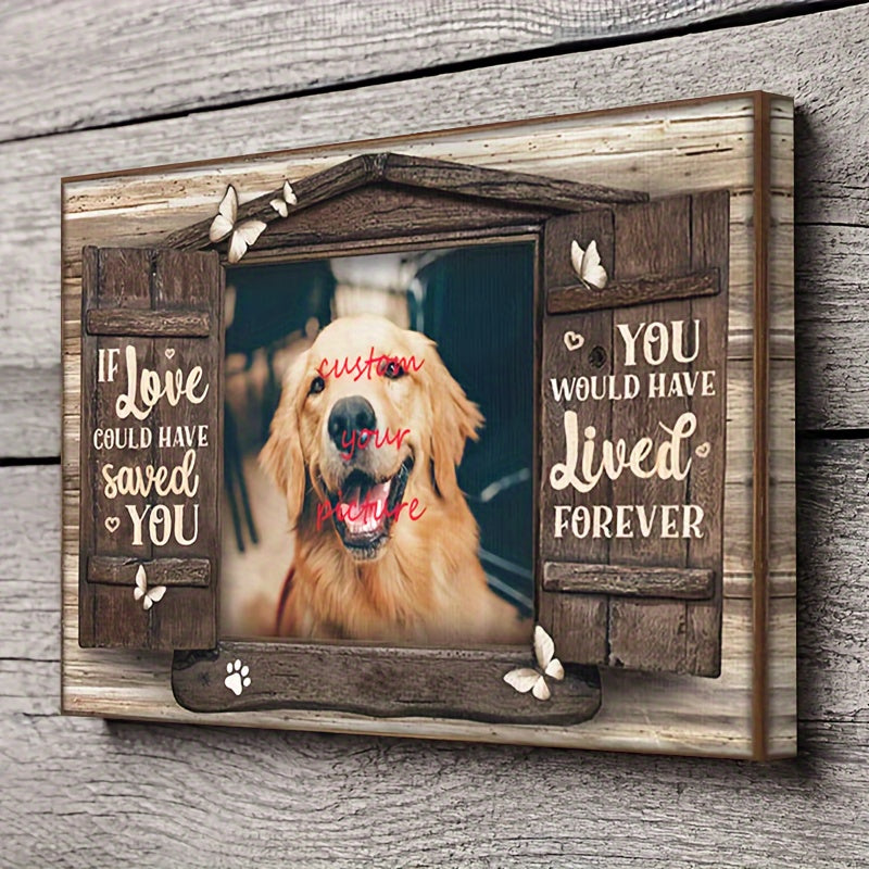 Custom Pet Memorial Poster - Personalised Wooden Framed Dog & Cat Photo Art,