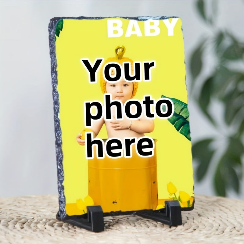 Personalised Square Slate Photo Frame with Stand