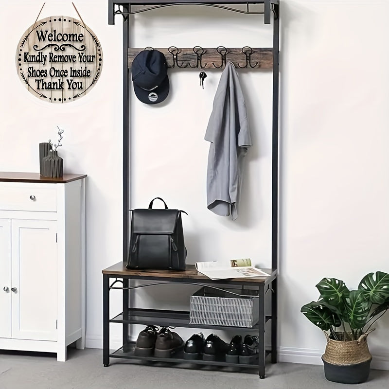 Welcome Kindly Remove Your Shoes Once Inside Thank You" Wooden Hanging Sign