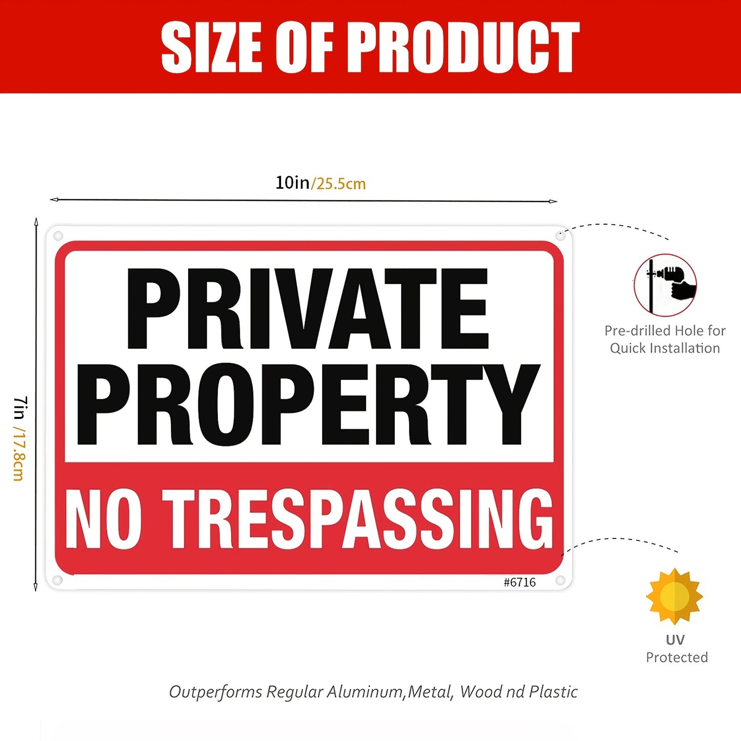 4pcs Private Property No Trespassing Signs