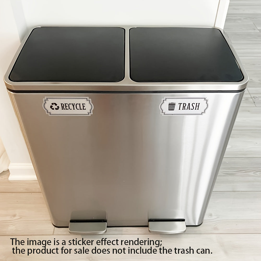 2pcs Recycling & Trash Decal Stickers – Elegant Brushed Silvery Vinyl Decals for Waste Management
