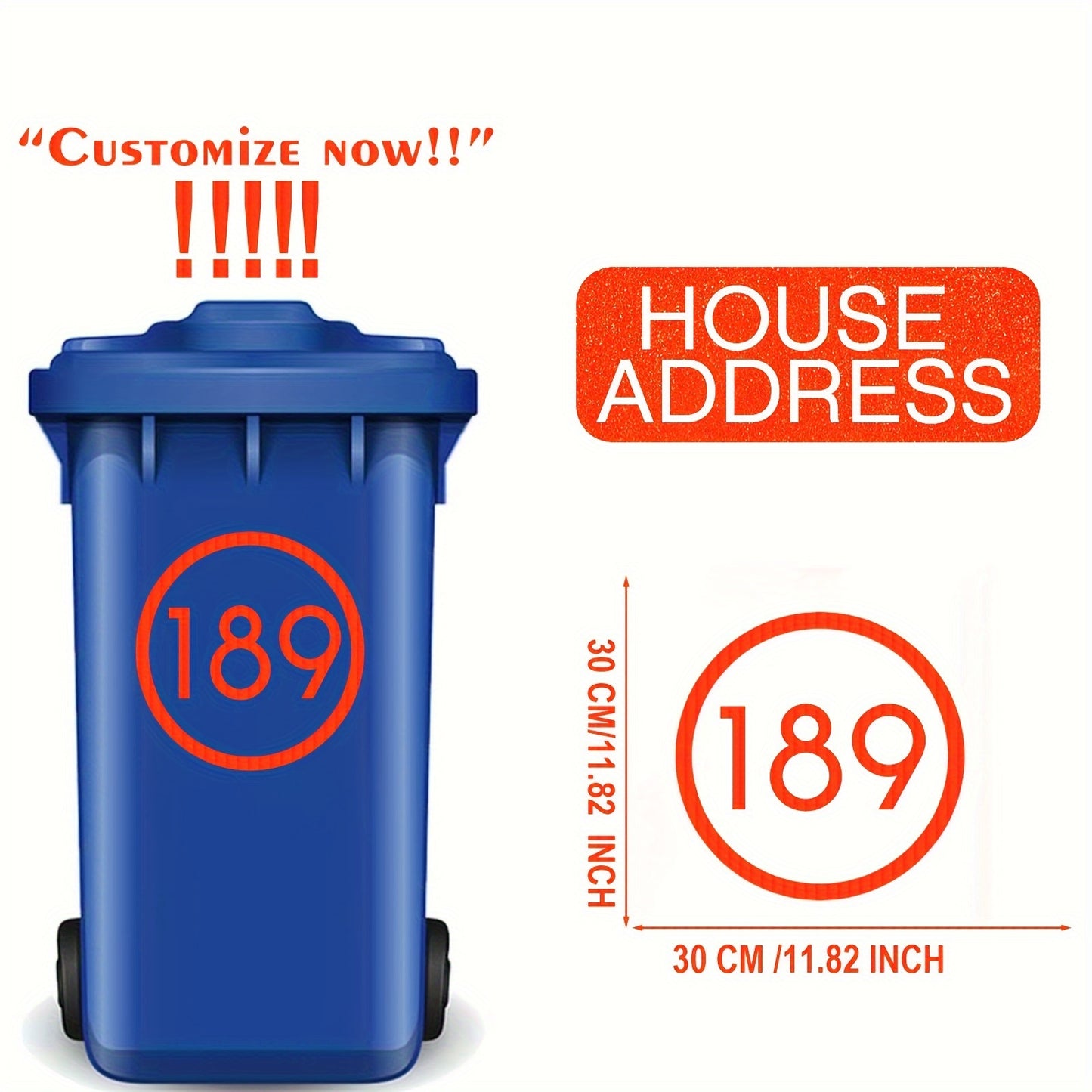 Custom Reflective Wheelie Bin Numbers - Personalized Sticky Labels with House & Street Name, Durable PET Material