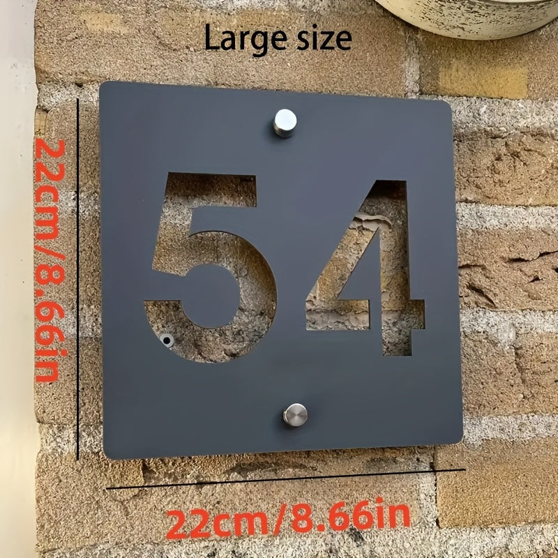 Elegant Black Metal Address Plaque "6.83meter - Extra Thick, Hollow-Carved Design with Stainless Steel Screws for Easy Wall Mounting - Ideal for Villas, Courtyard Homes, Hotels & Guesthouses, Modern Home Decor