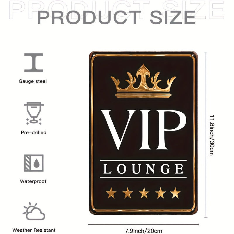 Large Art Deco VIP Lounge Metal Tin Sign – Elegant Wall Hanging Décor