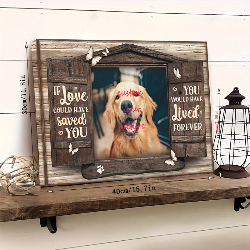 Custom Pet Memorial Poster - Personalised Wooden Framed Dog & Cat Photo Art,