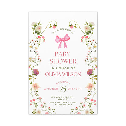 Personalized Baby Shower Canvas Print with Floral Design