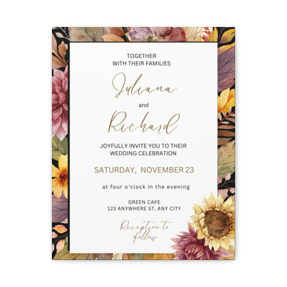 Floral Wedding Invitation Canvas Print