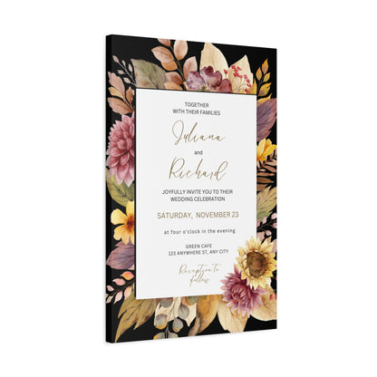 Floral Wedding Invitation Canvas Print