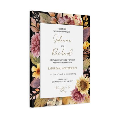 Floral Wedding Invitation Canvas Print