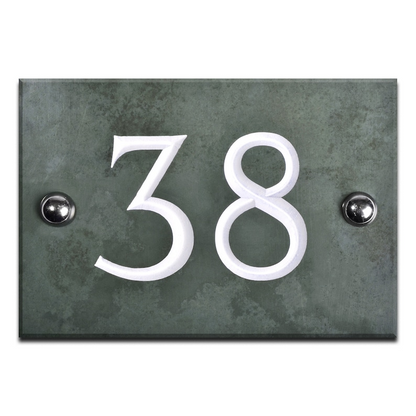Handcrafted Personalised Green Slate House Number Plaque