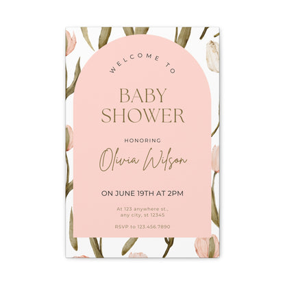 Baby Shower Welcome Canvas - Personalized Floral Wall Art