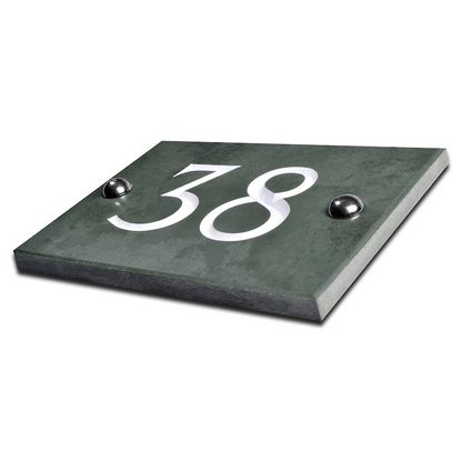Handcrafted Personalised Green Slate House Number Plaque